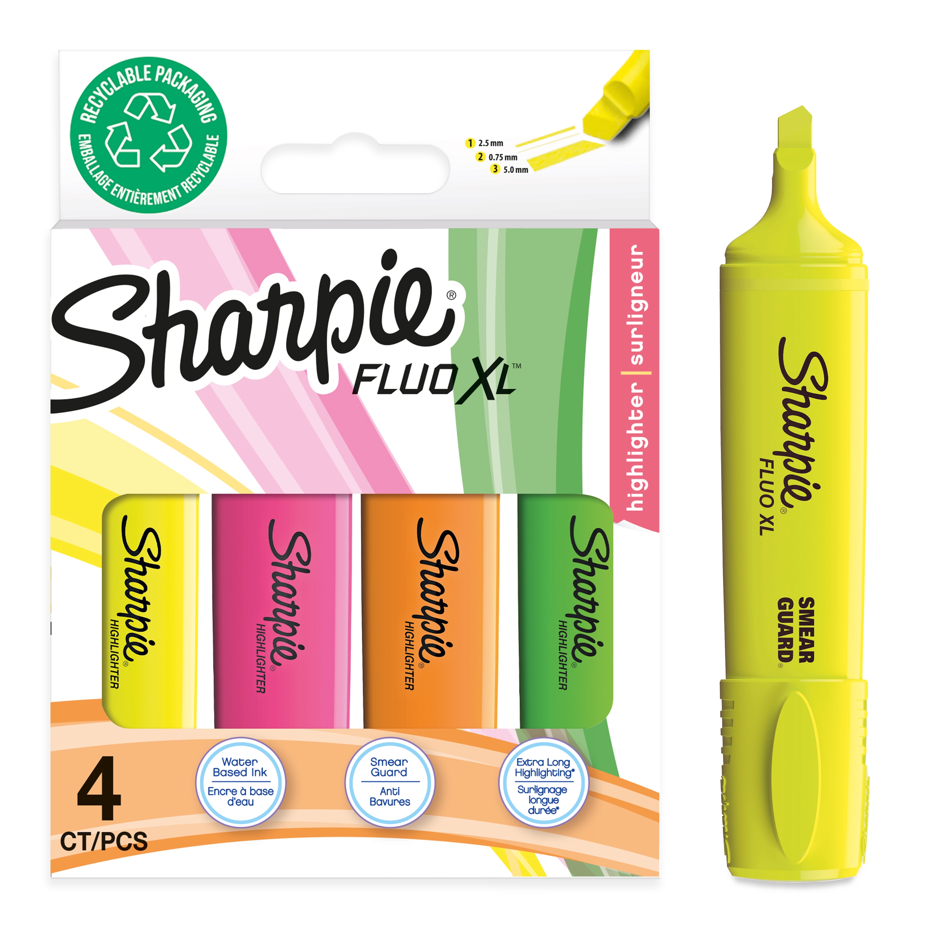 HIGHLIGHTER,SHARPIE Fluro XL 4`s [Splittable]