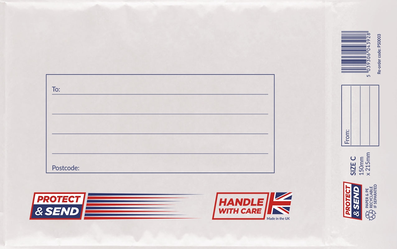 PADDED ENVELOPES,Size C White Protect & Send (Bulk) [Packs Only]