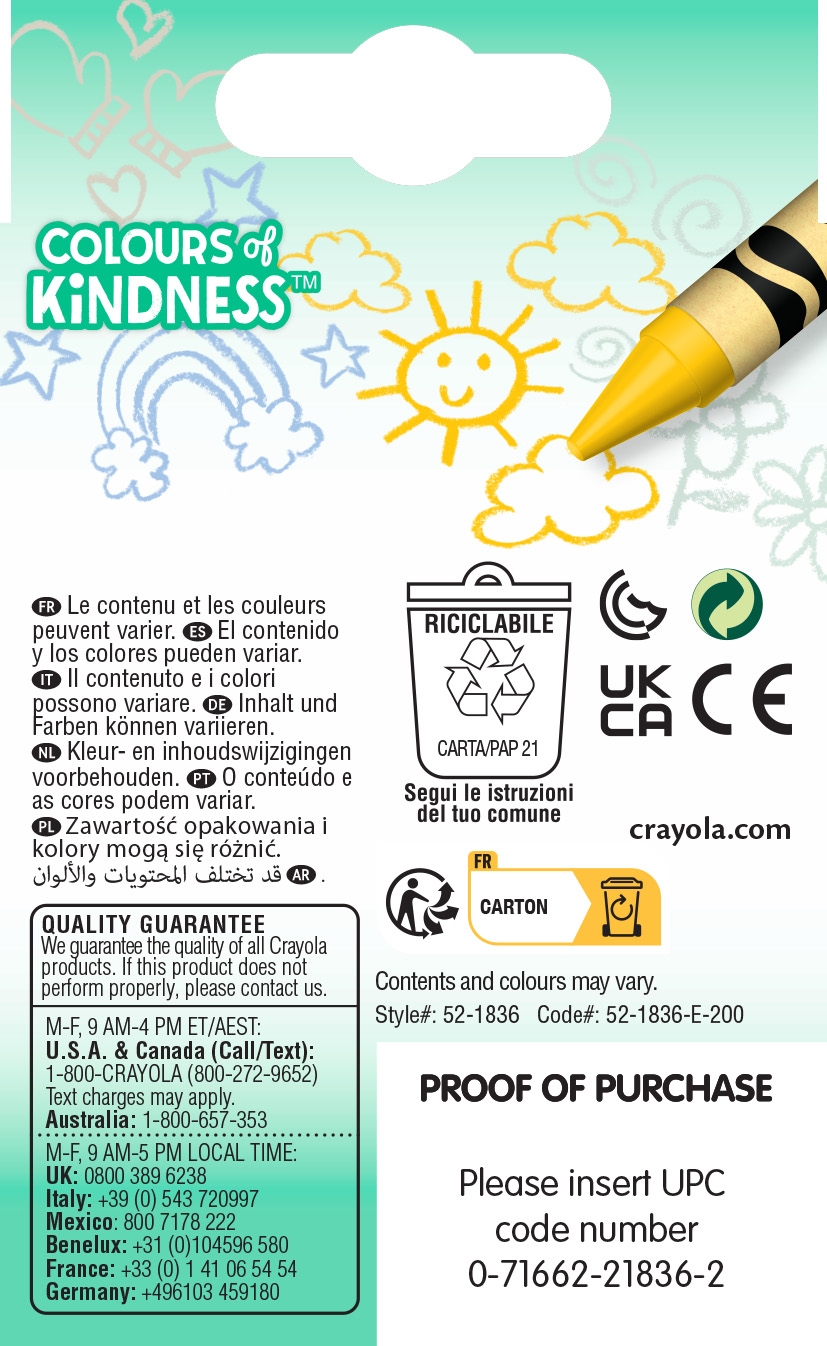 CRAYONS,Wax 24`s Colours of Kindness (Crayola) [Splittable]