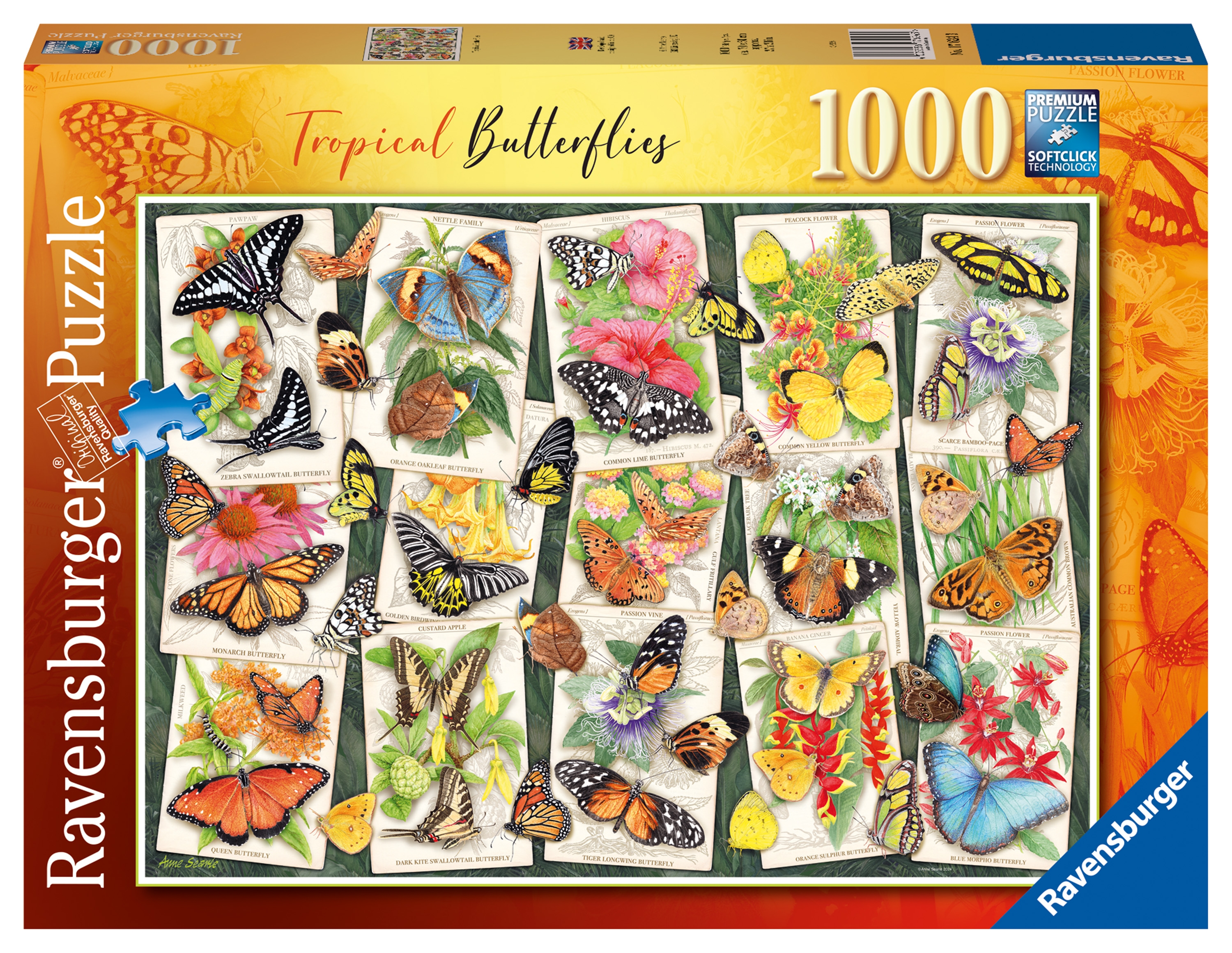 JIGSAW,1000pc.Tropical Butterflies (Ravensburger)