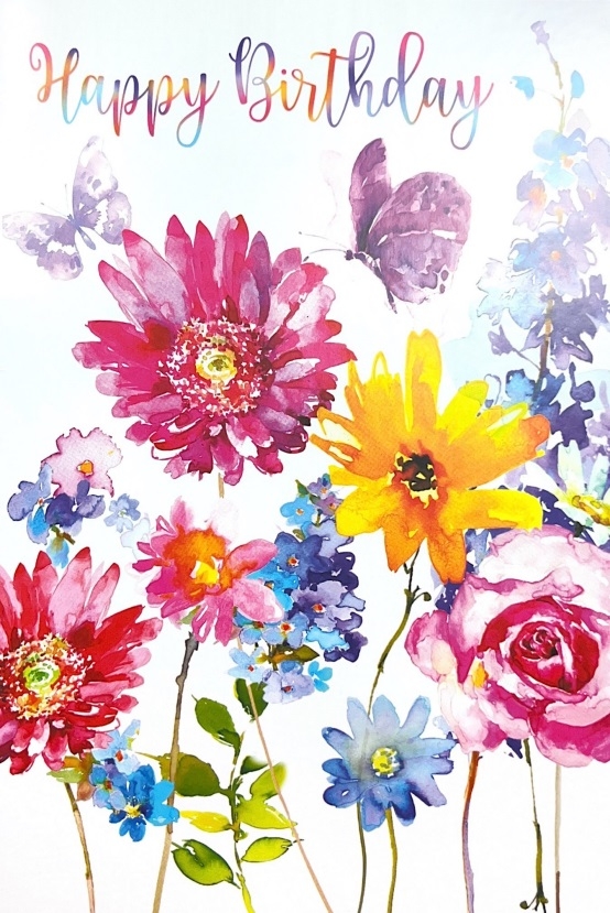 BIRTHDAY CARDS,6`s Floral Butterflies
