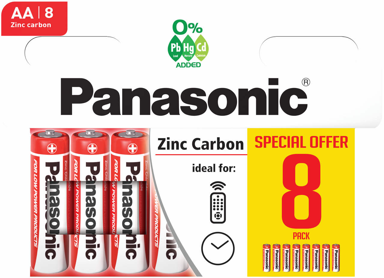 PANASONIC Zinc Batteries AA 8`s Special Offer I/cd [Splittable]