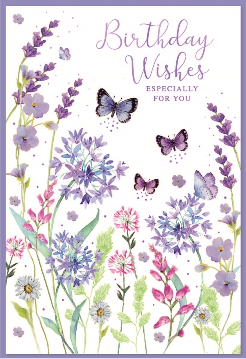 BIRTHDAY CARDS,6`s Floral Butterflies