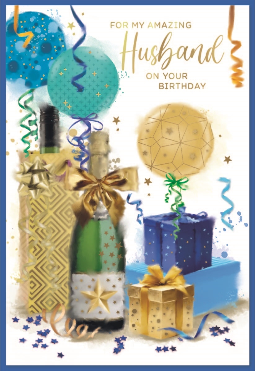 BIRTHDAY CARDS,Husband 6`s Presents & Balloons