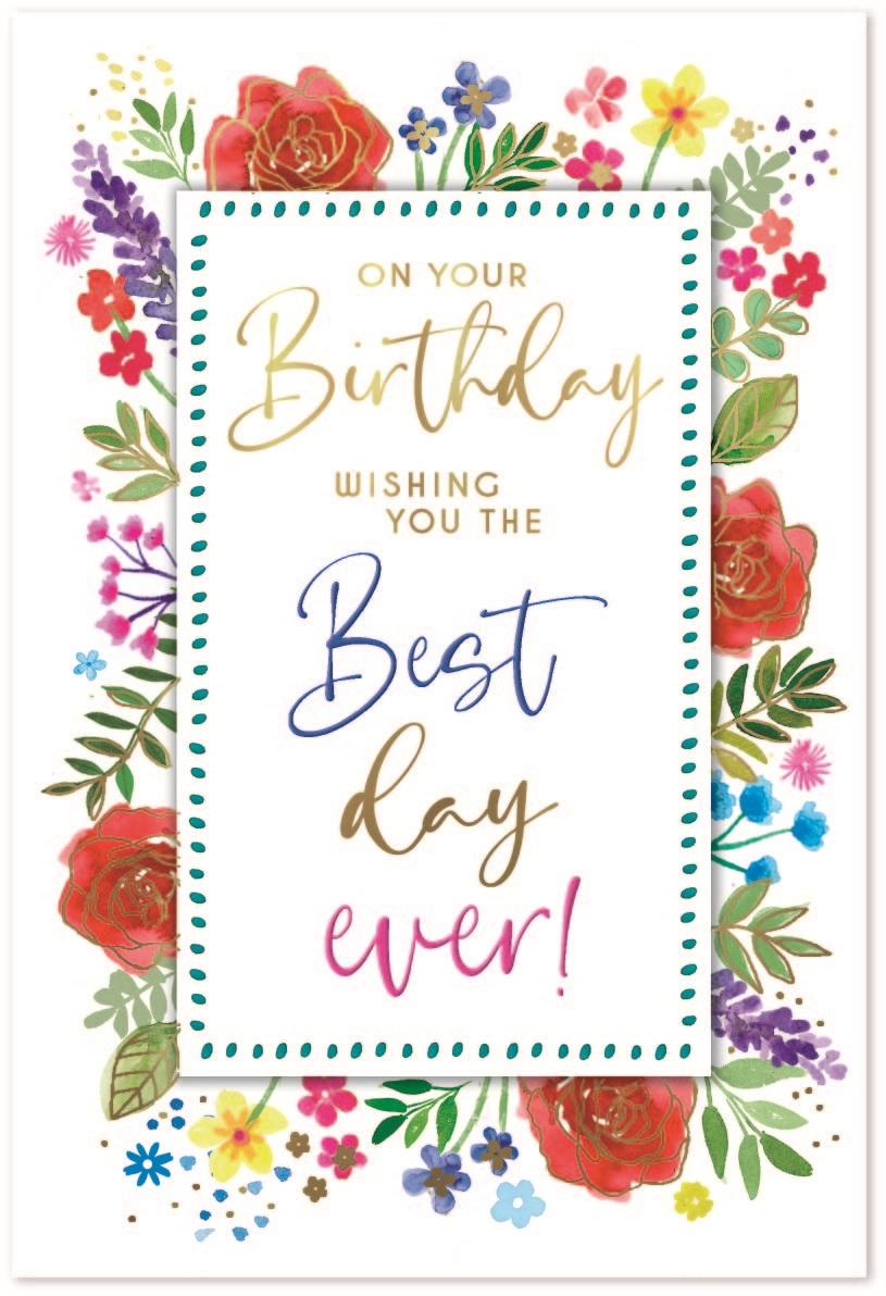 BIRTHDAY CARDS,6`s Floral Text