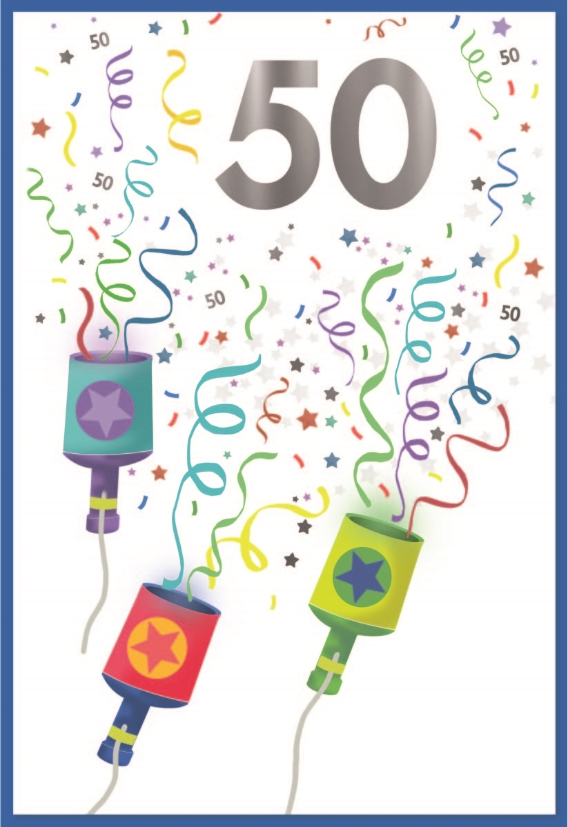 AGE 50 CARDS,Male 6`s Party Poppers