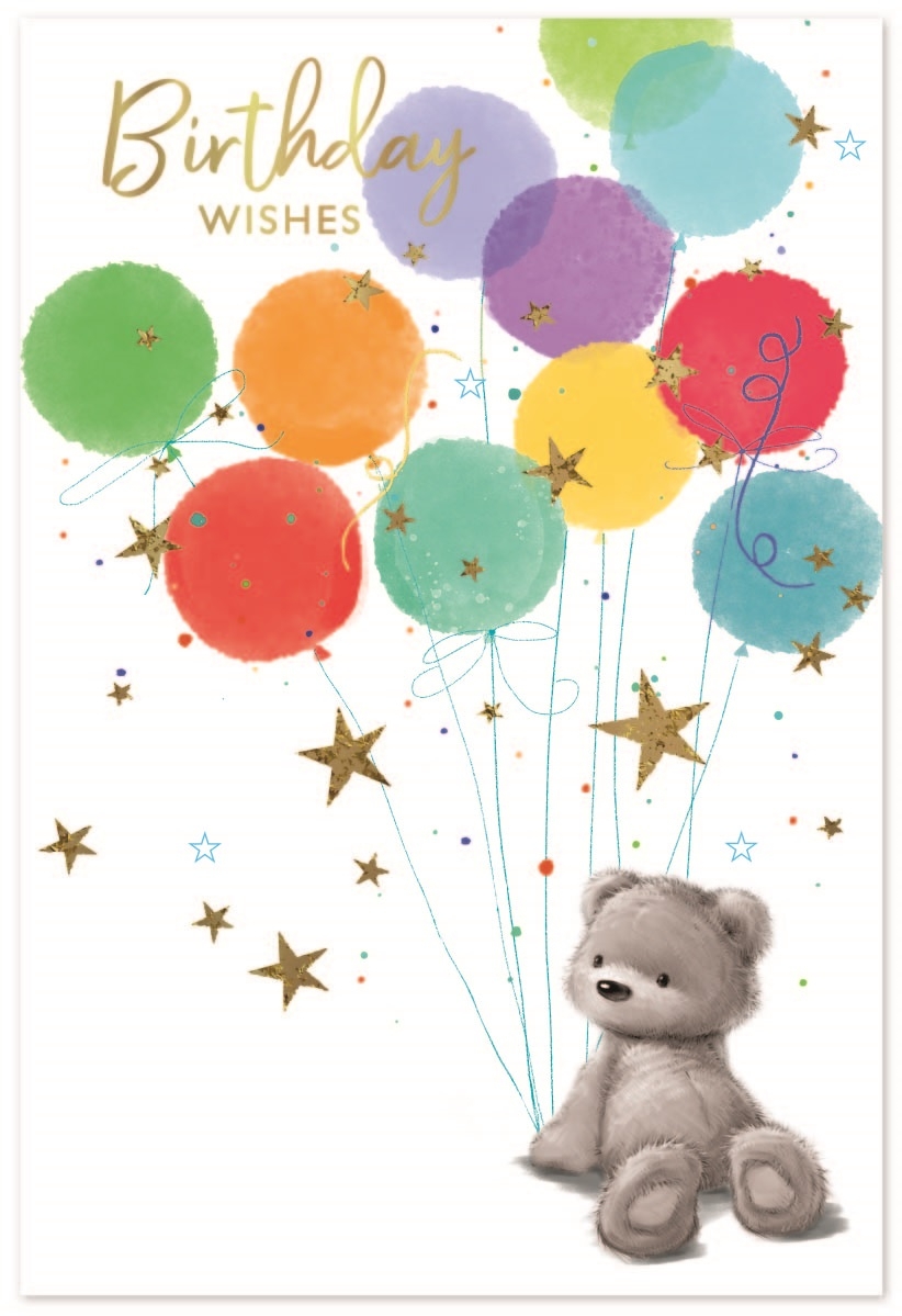 BIRTHDAY CARDS,6`s Teddy & Balloons