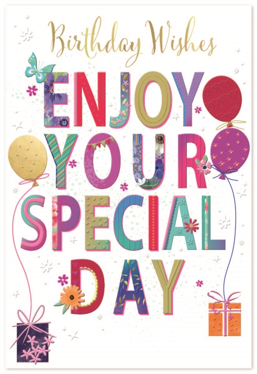 BIRTHDAY CARDS,6`s Presents, Balloons & Text