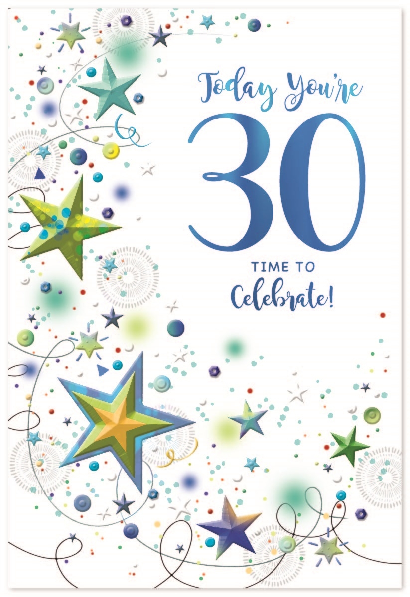 AGE 30 CARDS,Male 6`s Stars & Streamers