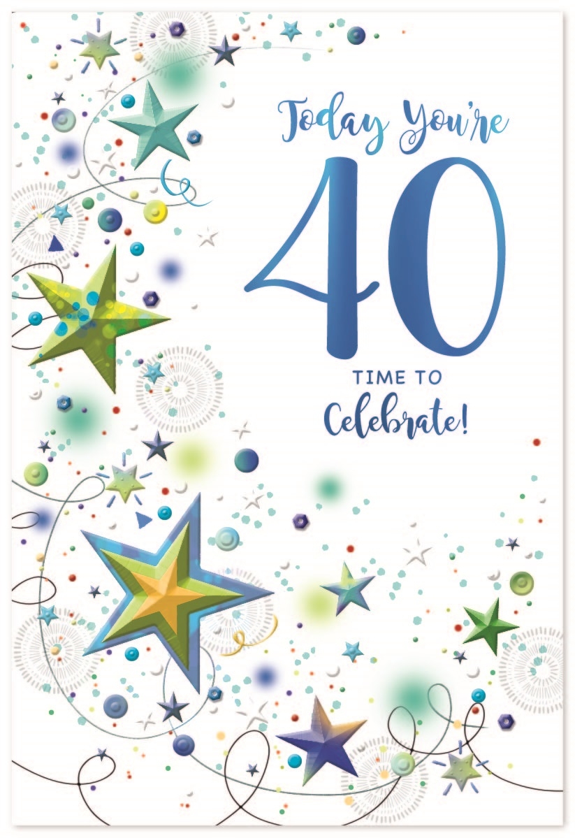 AGE 40 CARDS,Male 6`s Stars & Streamers