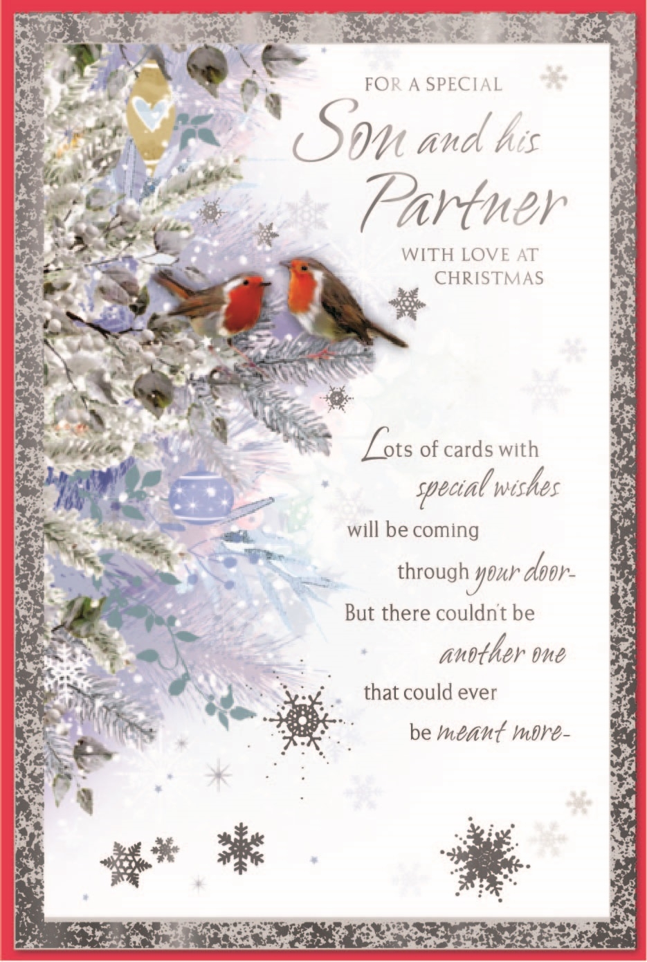 XMAS CARDS,Son & Partner 6`s Robins in Silver Tree