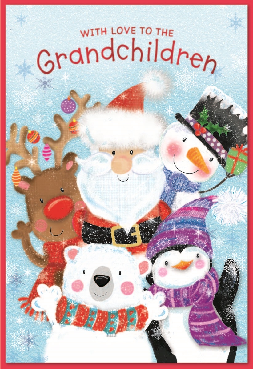 XMAS CARDS,Grandchildren 6`s Santa, Snowman & Animals