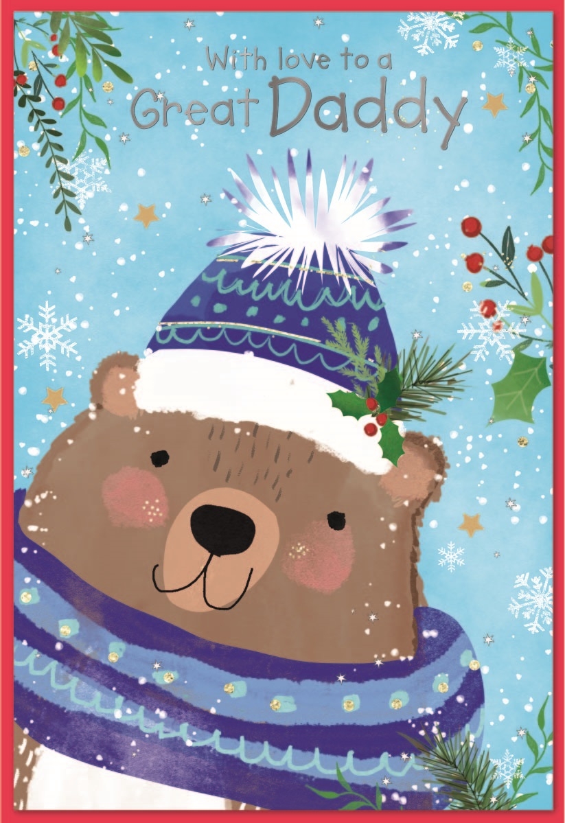 XMAS CARDS,Daddy 6`s Bear in Hat & Scarf
