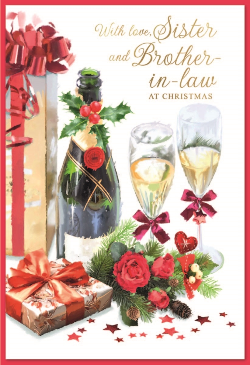 XMAS CARDS,Sister & Brother in Law 6`s Champagne & Flutes