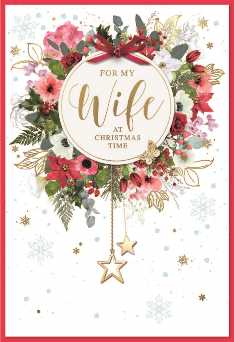 XMAS CARDS,Wife 6`s Floral Wreath