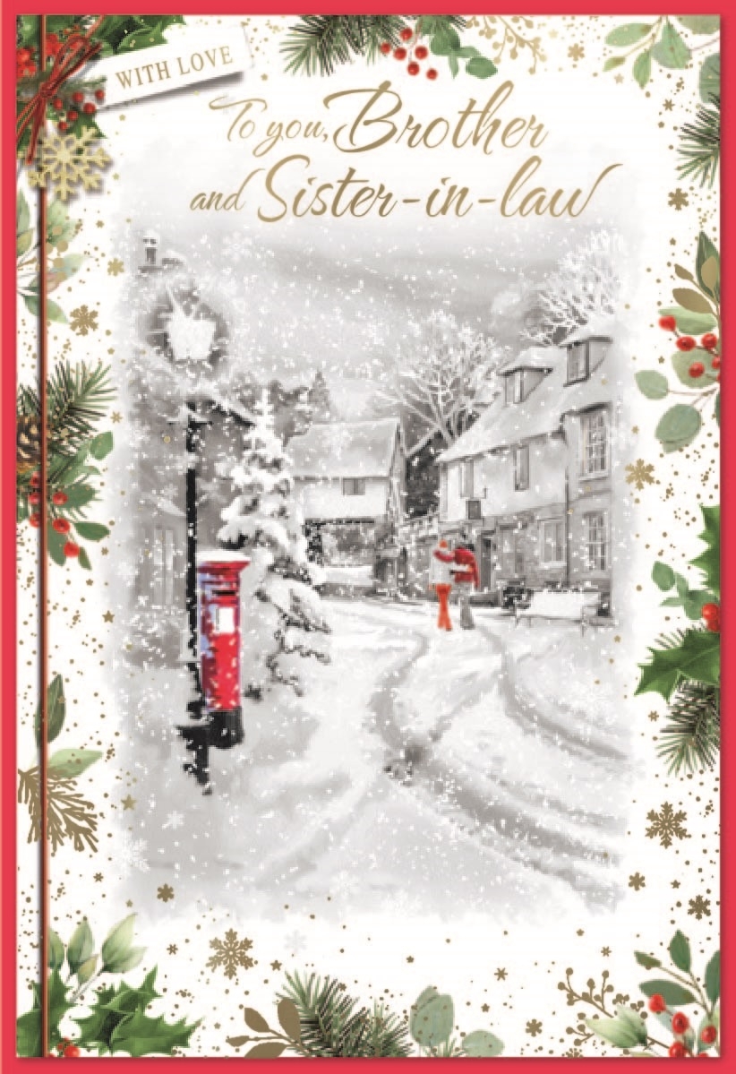 XMAS CARDS,Brother & Sister in Law 6`s Snowy Village Road