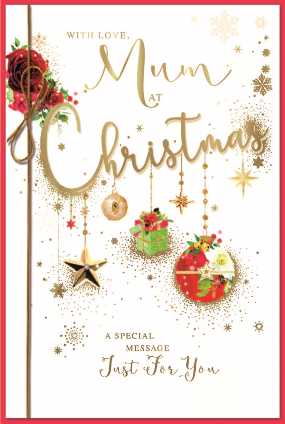 XMAS CARDS,Mum 6`s Baubles & Snowflakes