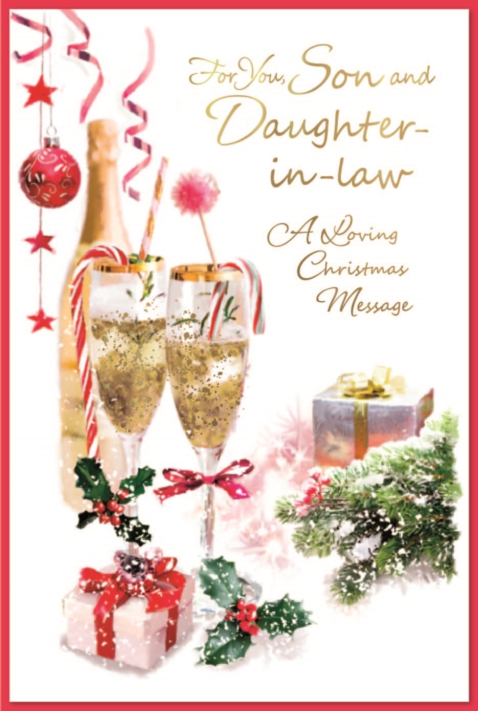 XMAS CARDS,Son & Daughter in Law 6`s Champagne & Presents
