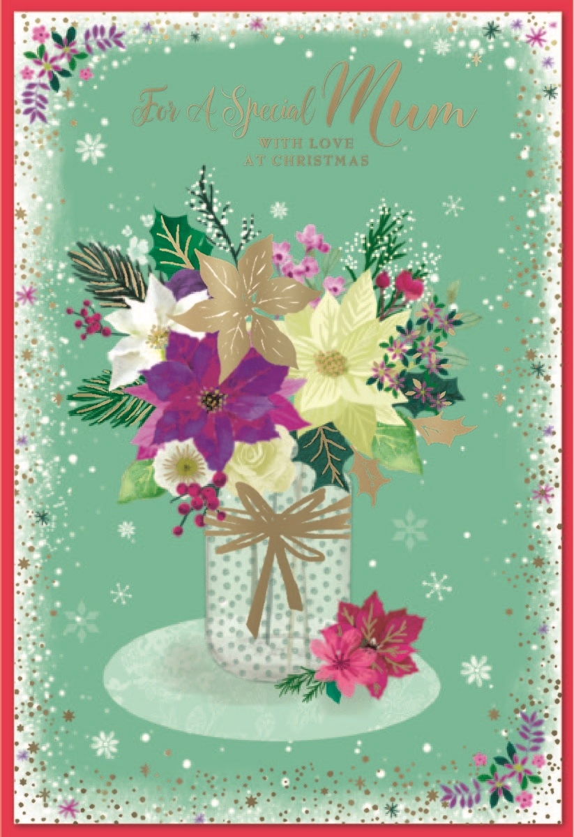 XMAS CARDS,Mum 6`s Floral Vase