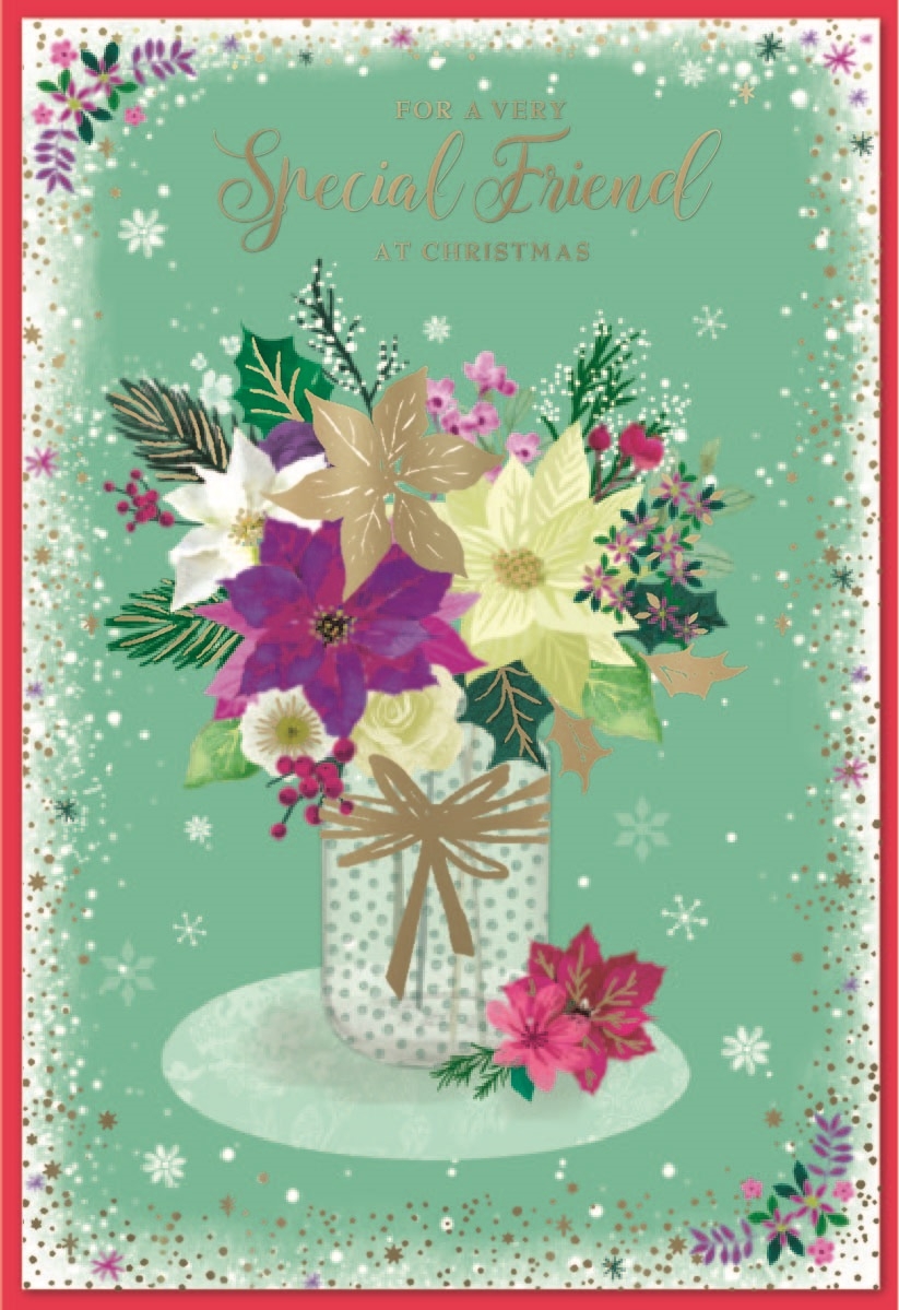 XMAS CARDS,Special Friend 6`s Floral Vase