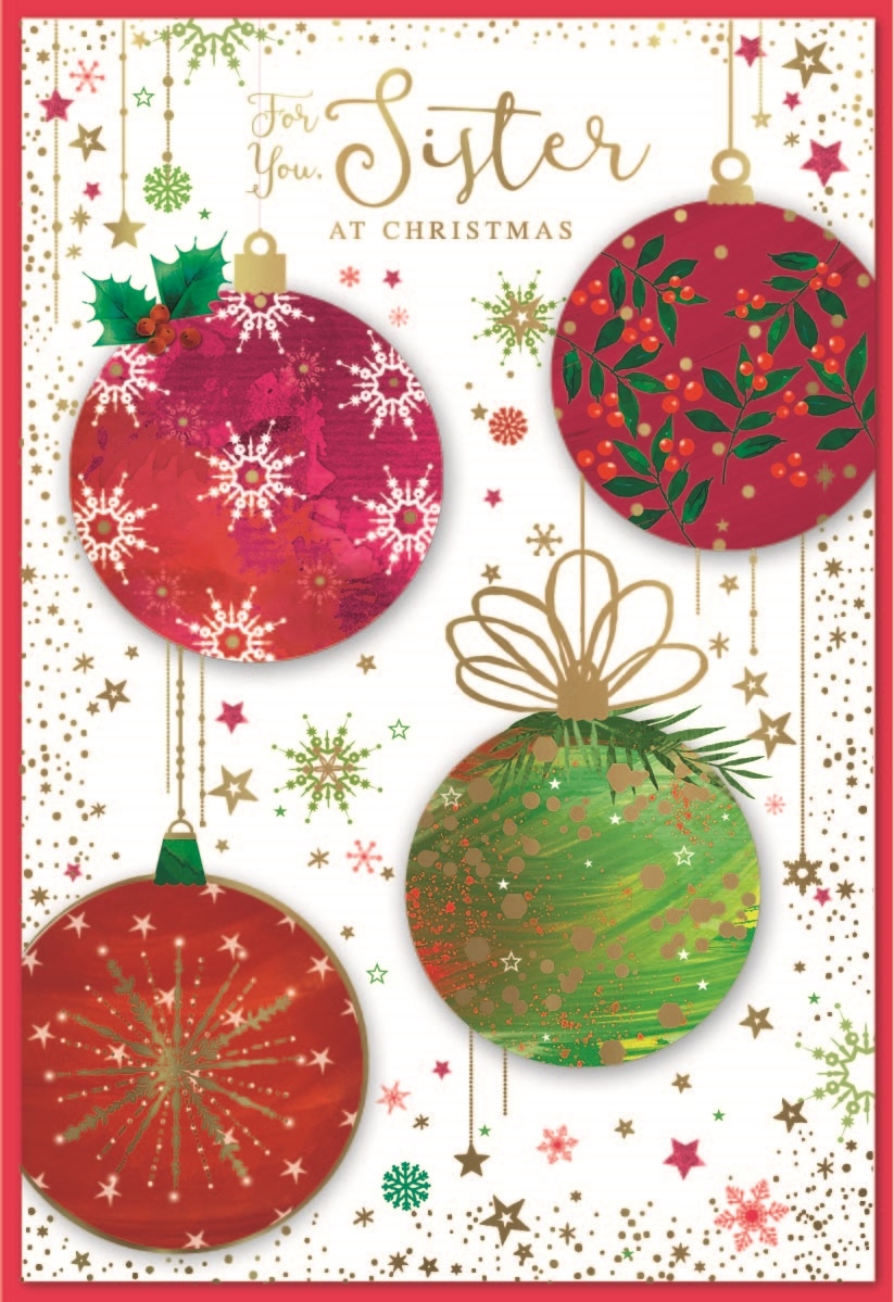 XMAS CARDS,Sister 6`s Coloured Baubles