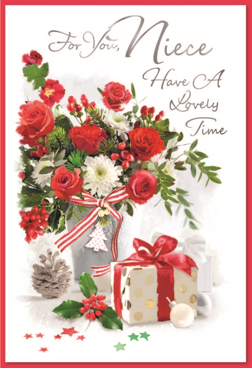 XMAS CARDS,Niece 6`s Floral Vase & Present