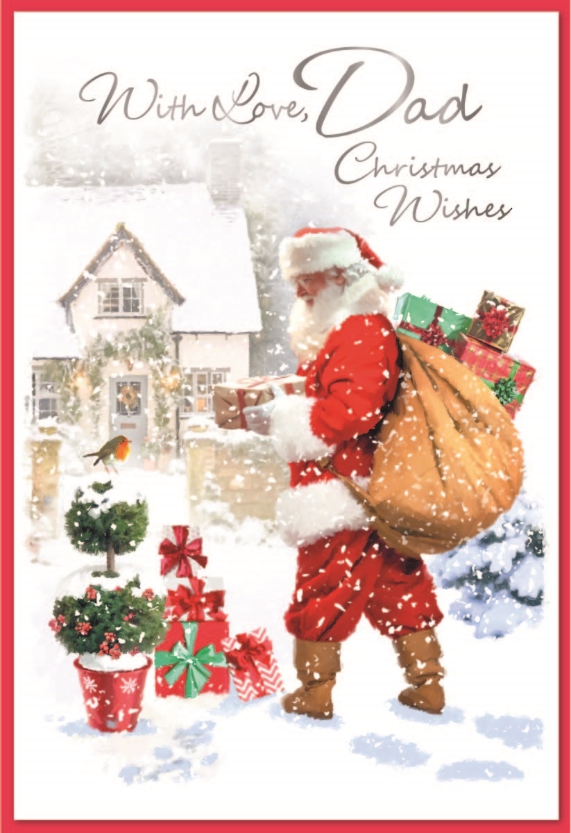 XMAS CARDS,Dad 6`s Santa in Snow with Presents