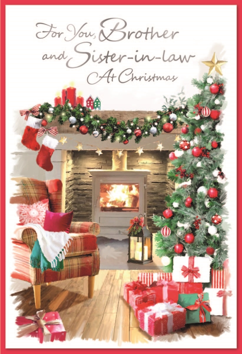 XMAS CARDS,Brother & Sister in Law 6`s Decorated Fireplace