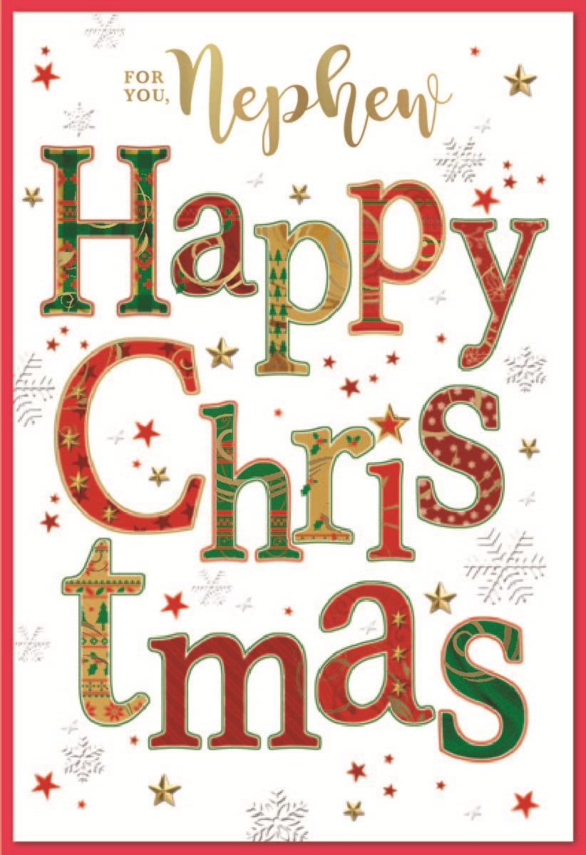 XMAS CARDS,Nephew 6`s Text & Snowflakes