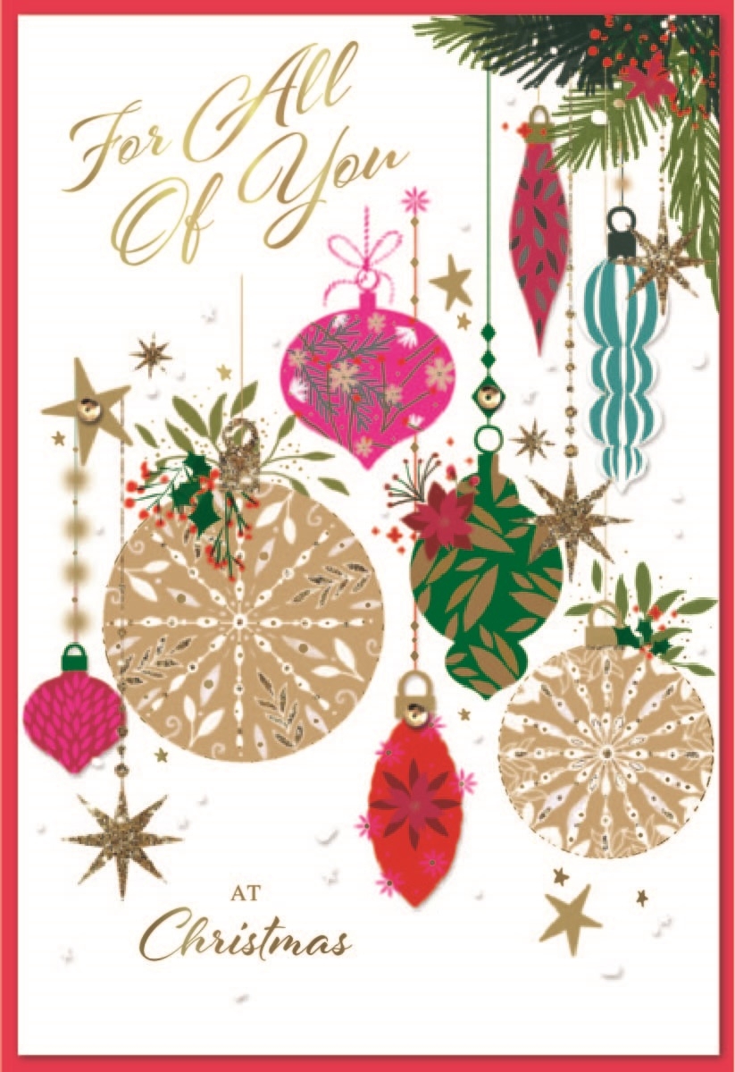 XMAS CARDS,To All of You 6`s Assorted Baubles