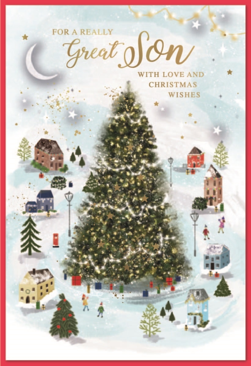 XMAS CARDS,Son 6`s Village Christmas Tree