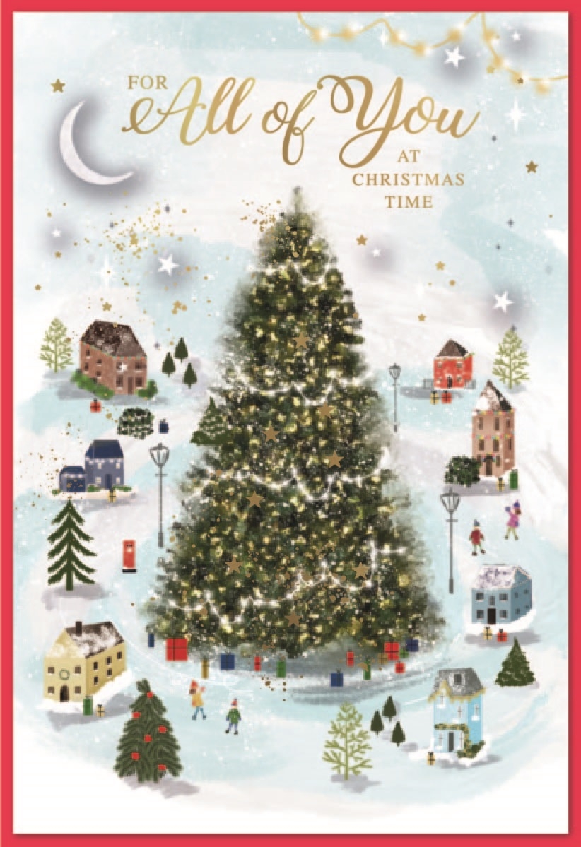 XMAS CARDS,To All of You 6`s Village Christmas Tree