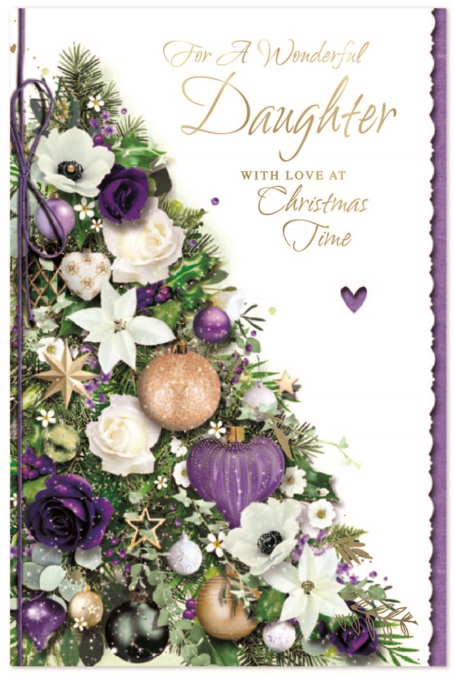 XMAS CARDS,Daughter 6`s Purple & White Christmas Tree