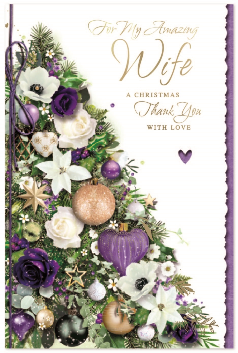 XMAS CARDS,Wife 6`s Purple & White Christmas Tree