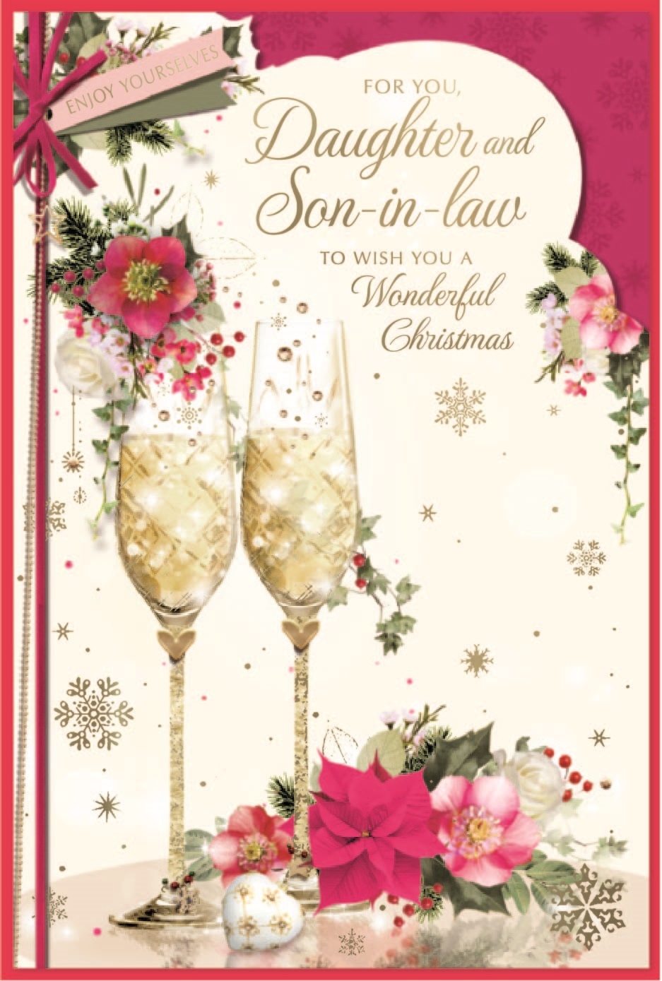 XMAS CARDS,Daughter & Son in Law 6`s Floral Flutes