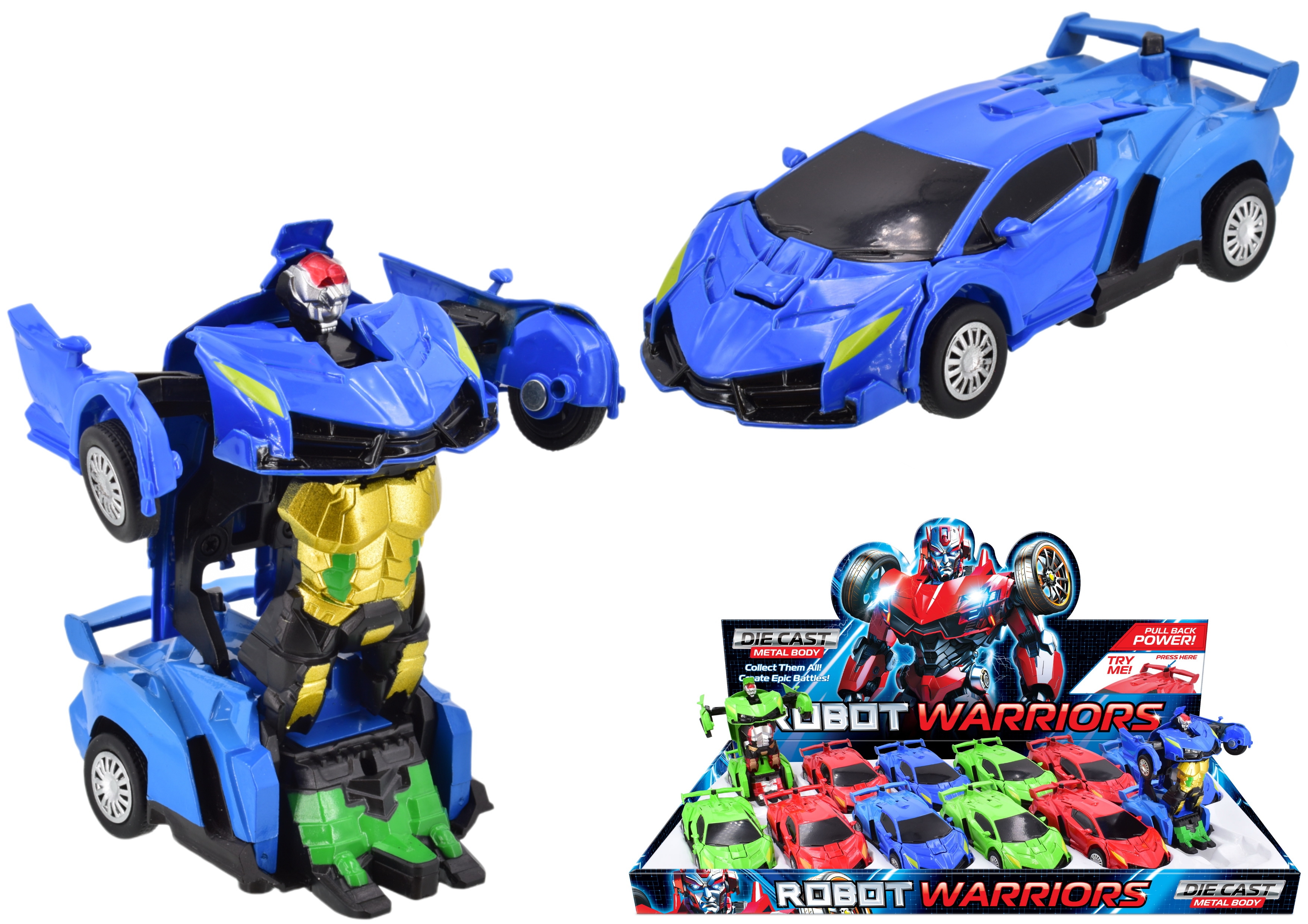 ROBOT WARRIORS,Pull Back Car Die Cast 13cm 3 Asst. [Packs Only]