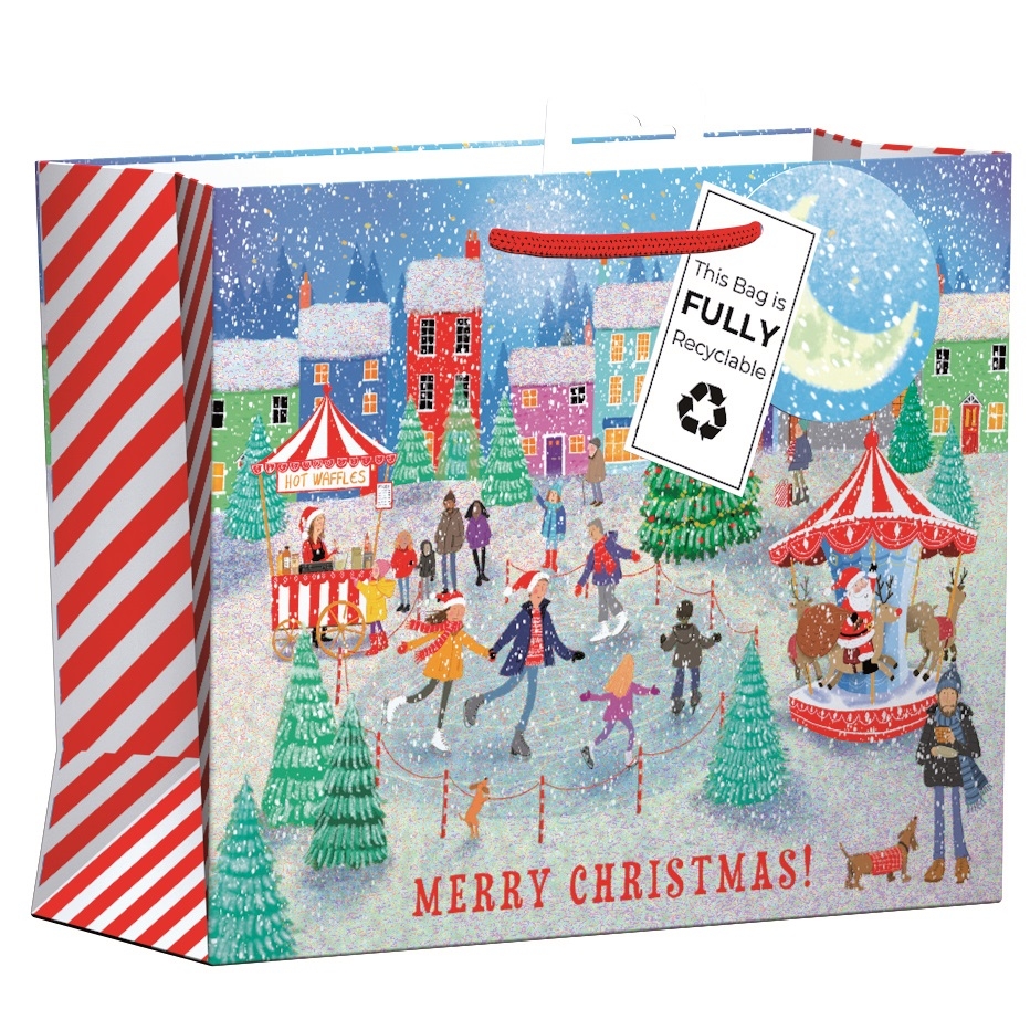 GIFT BAG,Winter Village (Medium) 100% Recylcable [Packs Only]