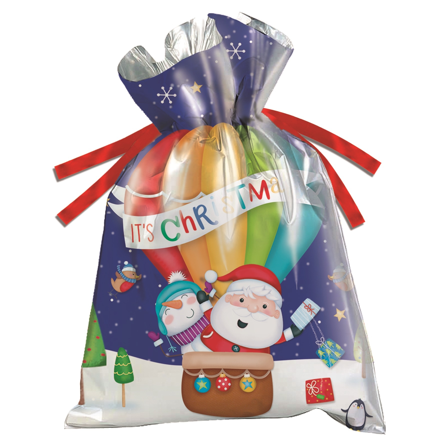 SANTA SACK,Drawstring,3 Asst. Small, Medium, Large(Was 1.99) [Packs Only]