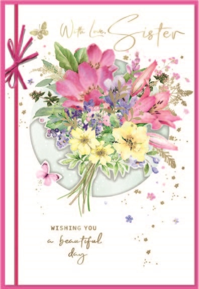 BIRTHDAY CARDS,Sister 6`s Floral Vase