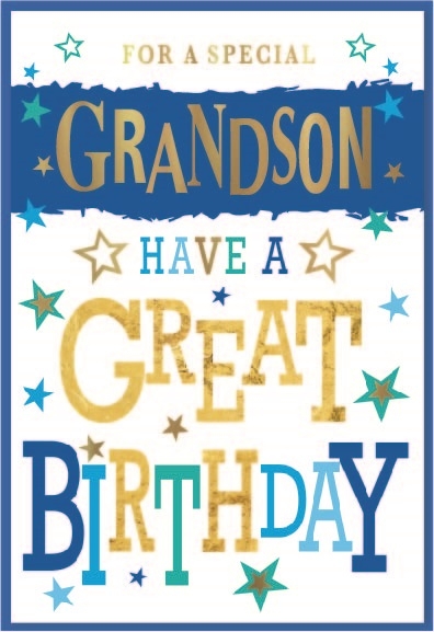 BIRTHDAY CARDS,Grandson 6`s Text & Stars