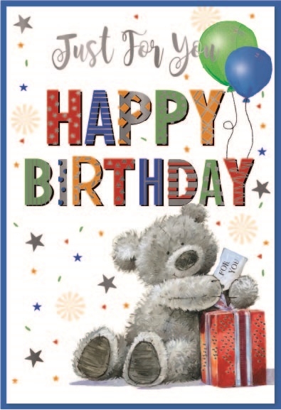 BIRTHDAY CARDS,6`s Teddy, Present & Balloons