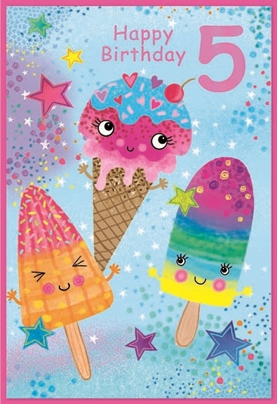 AGE 5 CARDS,Female 6`s Lollies & Ice Cream