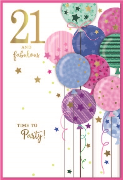 AGE 21 CARDS,Female 6`s Balloons