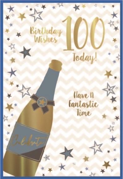 AGE 100 CARDS,Male 6`s Bottle of Bubbly