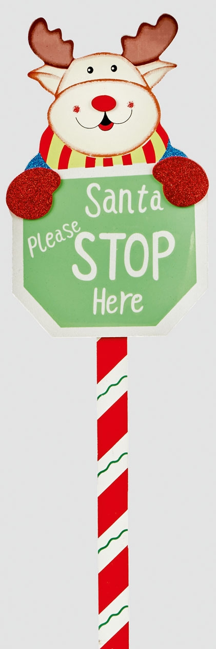SIGN,Santa Stop Here Wooden 76cm Assorted Designs [Splittable]