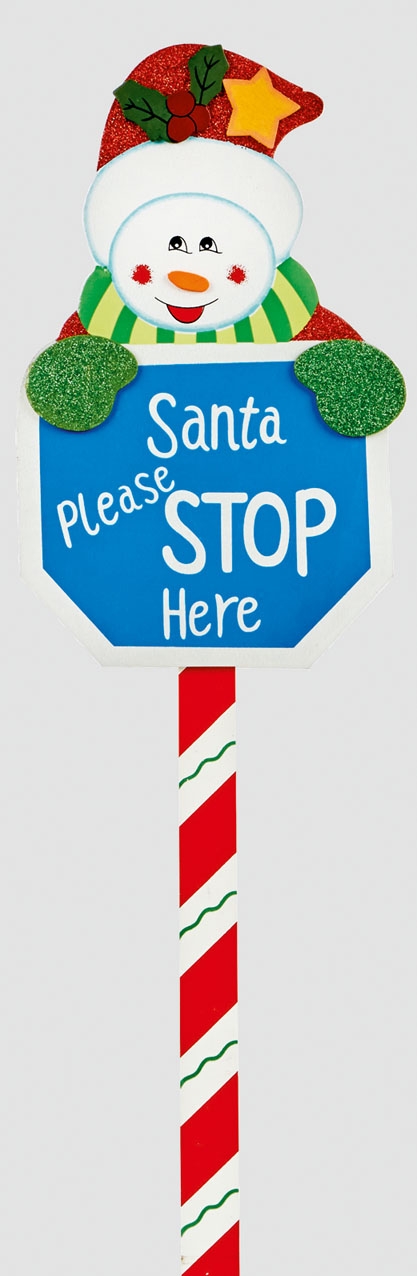 SIGN,Santa Stop Here Wooden 76cm Assorted Designs [Splittable]
