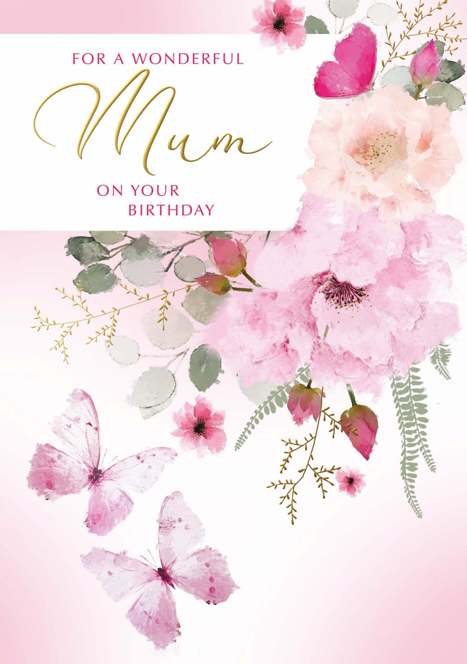 BIRTHDAY CARDS,Mum 6`s Floral Text