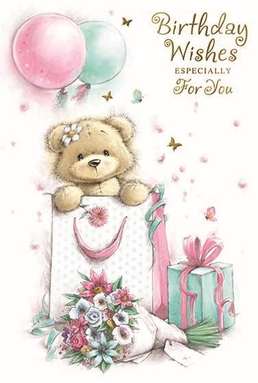 BIRTHDAY CARDS,6`s Teddy & Balloons