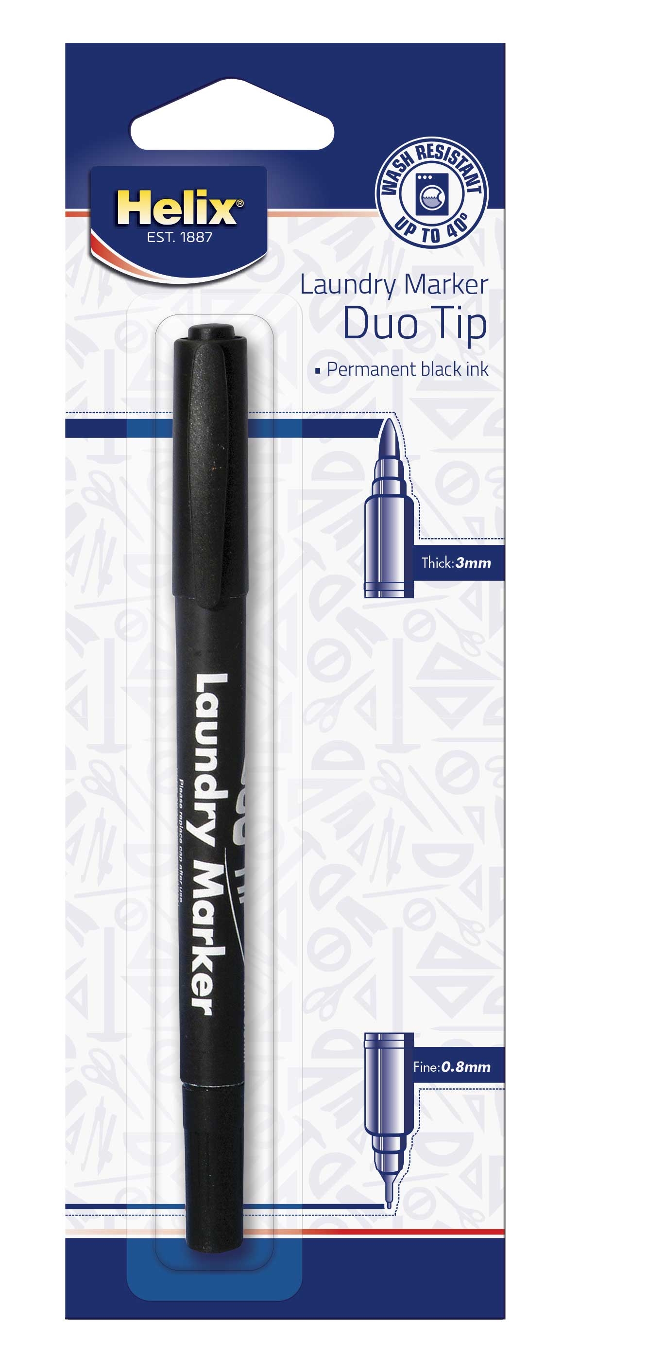 LAUNDRY MARKER PEN Duo Tip, Helix,Boxed H/pk [Splittable]