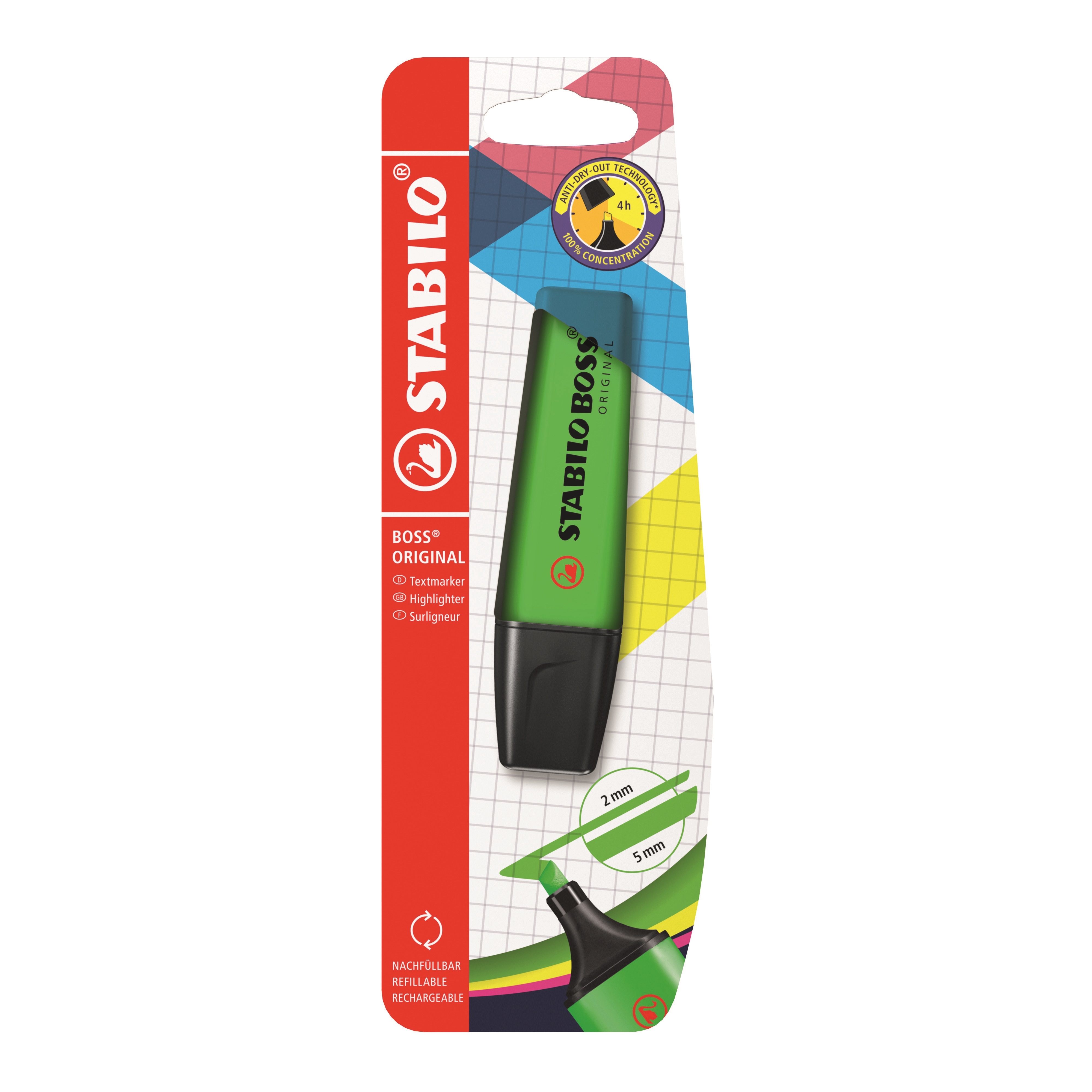 HIGHLIGHTER,Boss Original 4 Asst.Cols Boxed H/pk Stabilo [Packs Only]